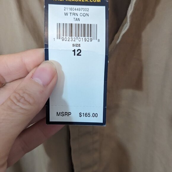 NWT Polo Ralph Lauren Long Sleeve Popover Tan Preppy Cotton Shirtdress, Size 12 - Picture 5 of 11